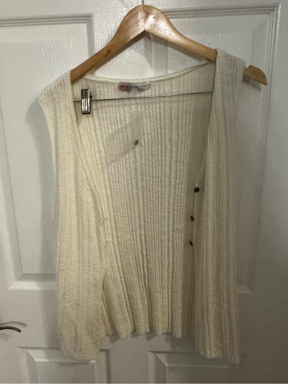 NWOT Free People Beach Cream Ribbed Button-Front Cardigan Vest